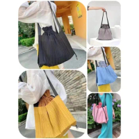 ALSEY Miyake Original Pleated Drawstring Pocket Tote Bag Hundred Niche Small Bag Fashion Personalized Pleated Bag