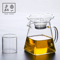 玻璃公道杯茶漏套裝茶濾一體分茶器加厚茶海單個耐熱分茶杯公杯