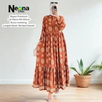 Angita Dress Gamis Wanita Rayon Premium Busui Friendly LD 110 Outfit Pesta Muslim Elegan Kekinian Ne