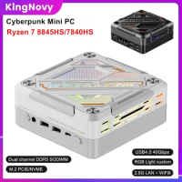 Kingnovy AMD Gaming Mini PC Ryzen 7 8845HS 7840HS 7735HS RGB Light 2.5G 2LAN USB4.0 portable gaming Computer 8K NUC host WiFi6