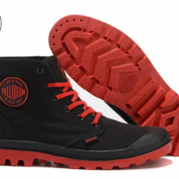 PALLADIUM Pampa Classic Black and red Canvas Shoe Ankle Botas Cowboy Sneakers Boots Fashion Canvas Men Shoes Size Eur 40-44