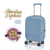 American Explorer 美國探險家 20吋 QT5 登機箱 行李箱 造型箱 飛機輪 鏡面 冰淇淋 YKK拉鍊 輕量 旅行箱 (搖滾藍莓)