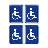 7.6*10cm for Disabled Wheelchair Stickers Handicap Access Sign-Outdoor/Indoor Use, Vinyl Decals, UV ProtectedWaterproof 4 Labels