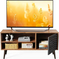 TV Console Table &amp; Entertainment Center Mid Century Modern TV Stand With Adjustable Shelf for Living Room Furniture Ps5 Cabinet