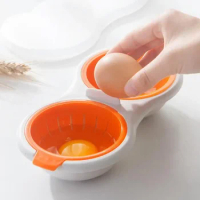 1Pcs Mini Double Egg Cooker Creative Tableware Microwave Oven Egg Steamer Double Layer Steam Egg Bowl with Lid Kitchen Gadgets