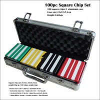 100pc Square Chip Set with value or no value face Casino Plaque chips Texas Game