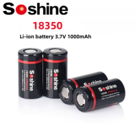 Soshine 18350 3.7V 1000mAh Li-ion Rechargeable Battery Power Source for LED Flashlight
