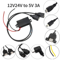 12V24V to 5V 3A Micro Mini USB Step Down Voltage Power Supply Output Adapter Low Heat Auto Protection DC DC Car Power Converter