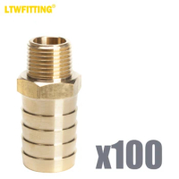 LTWFITTING Brass Fitting Connector 1-Inch Hose Barb x 1/2-Inch NPT Male Fuel Gas Water(Pack of 100)