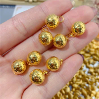 1pcs Pure 999 24K Yellow Gold Men Women Lucky Ball Pendant Fine Jewelry