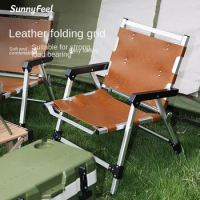 Outdoor Camping Folding Chair Camping Picnic Kermit Chair Leather Canvas Back Chair