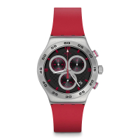 【SWATCH】Irony 金屬Chrono系列手錶 CRIMSON CARBONIC RED 男錶 女錶 手錶 瑞士錶 金屬錶(43mm)
