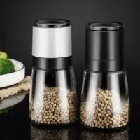 Konco Manual Salt Pepper Grinder Transparent Glass Herb Grinder Peppercorn Grinder Seasoning Bottle Kitchen Gadgets