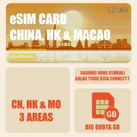 Tec eSIM China, HK & Macao Internet Big Quota - 1GB/7D 20GB/30D
