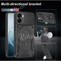 Ốp lưng nam châm chống sốc cho OPPO A6/A6x/A6t/A6i (4G/5G), hỗ trợ xoay 360°, có giá đỡ gấp và bảo v