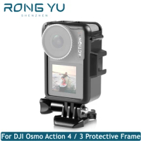 Full Frame Camera Cage Protective Housing Accessories for DJI Osmo Action 4 For DJI Osmo Action 3 w/ cold shoe for Light Tripod