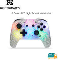 Binbok Wireless Pro Switch Controller for Switch/Switch Lite/ OLED 8 Colors Adjustable LED with Unique Crack/Motion Control