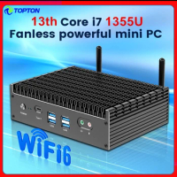 13th Gen Intel i7 1355U i5 1335U Mini PC Fanless 2*2.5G LAN PCIE4.0 DDR4 Tunderbolt 4 eGPU PC Gamer Mini Computer Desktop WiFi6