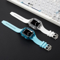 band for Apple Watch S8 crystal protective case strap modification AP oak transparent case for AppleWatch 765 44mm 45mm