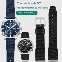 20mm 21mm men's bracelet For IWC Mark Nylon +cowhide leather watch strap Pilot Prince Bertolo Portugal Folding buckle watchband