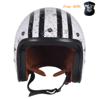 DOT Approved Motorcycle Helmet 3/4 Open Face Vintage Casco Moto Jet Scooter Bike Helmet Retro Vespa Casque with Brim