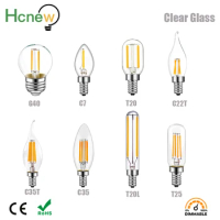 Hcnew Edison Filament Bulbs E14 Led 220V E12 Dimmable C7 C35 T20 G40 4W 6W Night Light Chandelier Salt Lava Lamp Replace Ampoule