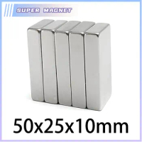 1/2/5PCS 50x25x10 mm N35 Block Powerful Magnets Strip Neodymium Magnet 50x25x10mm Strong Permanent NdFeB Magnetic 50*25*10 mm