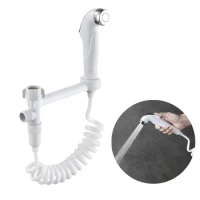 white ABS Toilet tank holder Bidet Spray shower head Bathroom faucet Sprayer self Cleaner water Valve set with water hose
