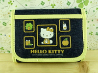 【震撼精品百貨】Hello Kitty 凱蒂貓-凱蒂貓皮夾/短夾-KITTY側坐圖案-牛仔布材質-黃色*83927