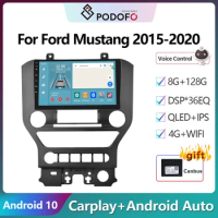 Podofo 2Din Android 10 Car Radio Multimidia Video Player For Ford Mustang 2015-2020 GPS Navigation 2din Carplay Auto Stereo