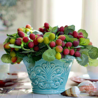 仿真花9頭小草莓小桑葚仿真水果家居裝飾絹花塑料花漿果