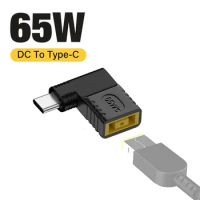 PD 65W Laptop Power Connector For Lenovo Square to USB Type C Male Fast Charging Adapter for MacBook Tablet Switch Phone