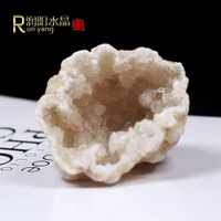 Runyangshi天然水晶瑪瑙晶洞聚寶盆擺件礦標收藏石英寶石教學標本