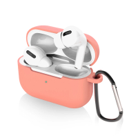 【General】AirPods Pro 保護套 保護殼 無線藍牙耳機充電矽膠收納盒- 珊瑚粉(附掛勾)