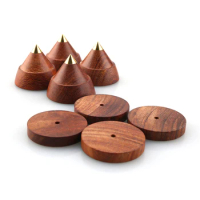 4 sets 23x20mm quality rosewood sandalwood speakers spike speaker amplifier CD player Isolation Stand Feet Spike Pad Base