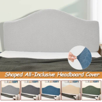 Elastic Headboard Cover Home Hotel Soft Dustproof Headboard Cover Half Arc Shape All-inclusive Velvet Headboard Protector Cover