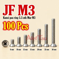 100Pcs Baut JF M3 x 6 12 15 20 25 30 mm Cutersink countersunk JF M3x12 /100Pcs