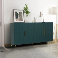 Elegant Wood TV Stand with Storage Cabinet &amp; Adjustable Shelves, Media TV Console for Living Room Bedroom, Green