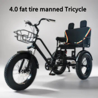 20 inch fat tires pedal tricycle 7 speed off-road tricycle shock-absorbing elderly tricycle 3 wheel bicycle passenger seat MTB