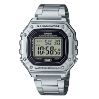 CASIO 復古造型經典設計大錶面清晰數位休閒錶-銀(W-218HD-1A)/43.2mm / 考試錶
