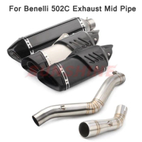 Motorcycle Exhaust Mid Pipe Motorcross Escape Moto Slip on Muffler Racing Pitbike For Benelli 502C 502 C Connect Carbon Fiber