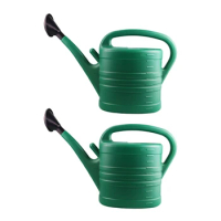 2X Watering Can With Green 10 Litre 2 Gallons Garden Flower Water Bottle Watering Kettle With Handle Long Mouth