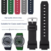 For Casio G-Shock GM-2100 GM-S2100 GA-2100 man Sports waterproofing watch strap Red Gray Rubber resin watchband bracelet 16mm