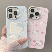 Hello Kitty Electroplated Apple Phone Case Anime Cartoon Iphone 15 12/13/14 Anti Drop Protective Sleeve Couple Phone Case Gift