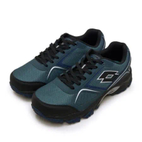【男】LOTTO 專業防潑水郊山越野跑鞋 CROSS RUN 跨越叢林系列 藍黑 6196
