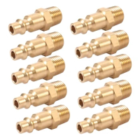 10 Pcs 1/4inch NPT Brass Male Air Hose Quick-Connect Adapter Air Tool Compressor Fitting Male Brass Plug Connector Dropship