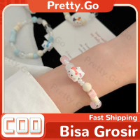 Gelang Manik-manik Keramik Lucu Perhiasan Manik -manik Gelang Kartun Lucu Cat Kristal Kucing Hadiah 