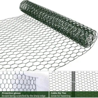 Green Chicken Wire Mesh Hexagonal Galvanized Chicken Wire Netting Fence for Protect Gardening Plants Poultry Farming