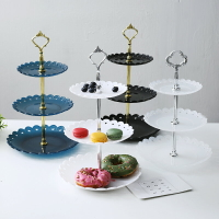 蛋糕點心架 歐式塑料三層水果盤子藍客廳創意多層蛋糕架家用糖果干果點心托盤 【CM7988】