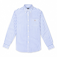 Polo Ralph Lauren RL 熱銷刺繡小馬長袖襯衫(CLASSIC FIT)-白藍條紋色